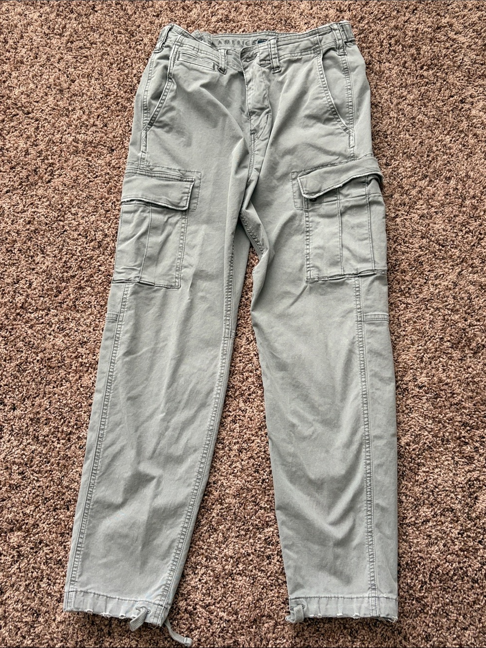American Eagle Men's Light Gray Cargo Pants - Utility Style